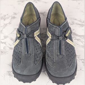 Clarks Privo Tequini Size 7.5 Leather Slip On Shoes In Navy And Lime Green